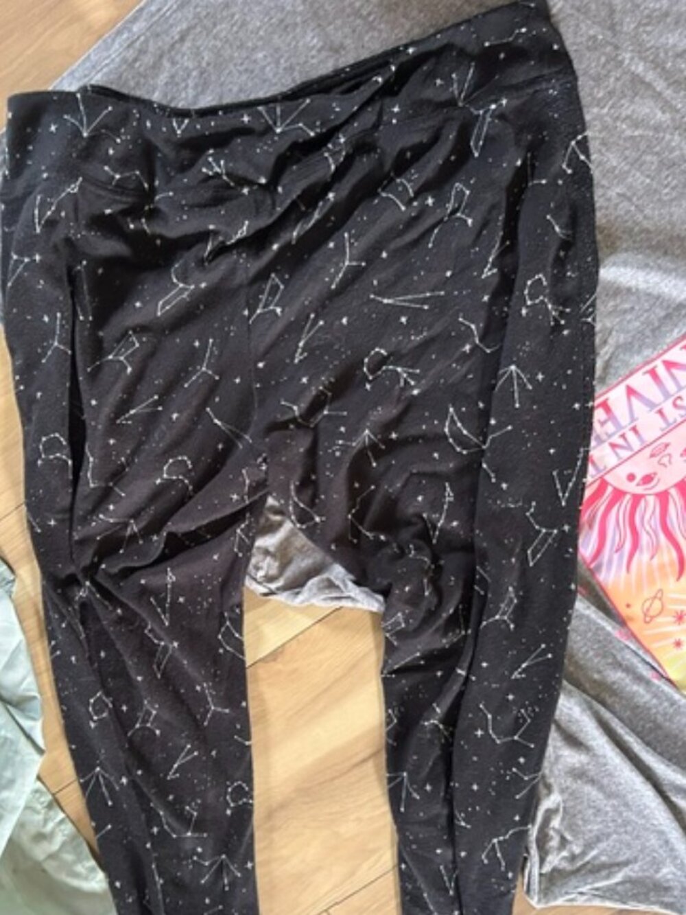 womens size extra large pjs soft lounge pants pajama bottoms black stars soft - Picture 3 of 4